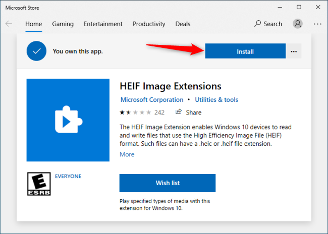 download heif from store win10